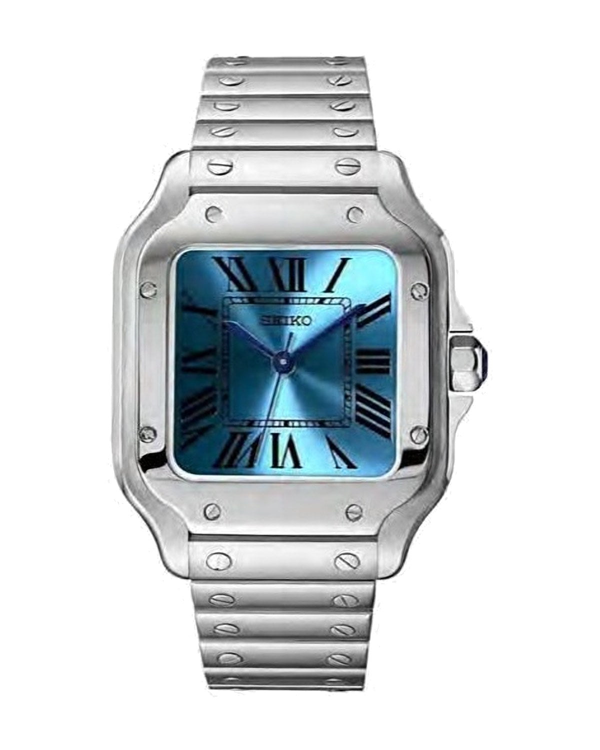 Santos Azul hielo Seiko mod, de frente