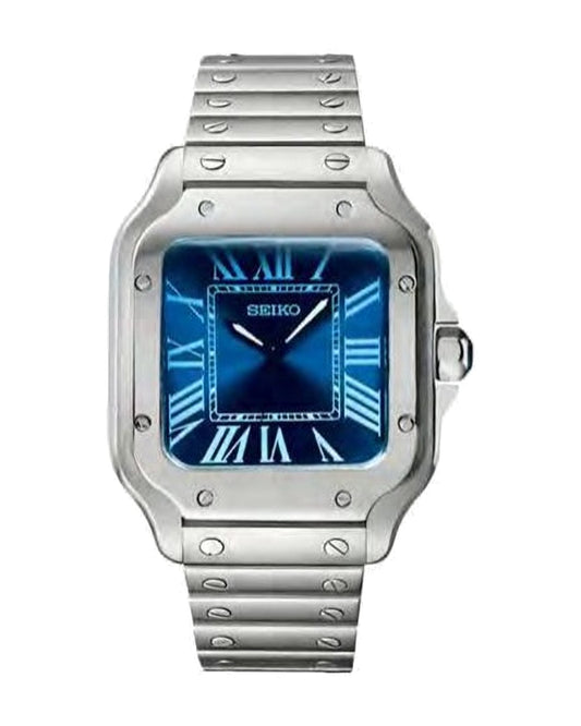 Santos Azul Seiko mod, de frente