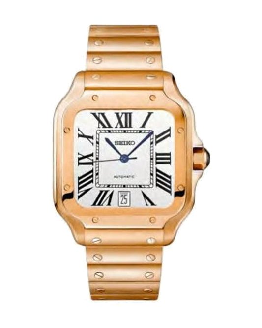Santos Oro rosa Seiko mod, de frente