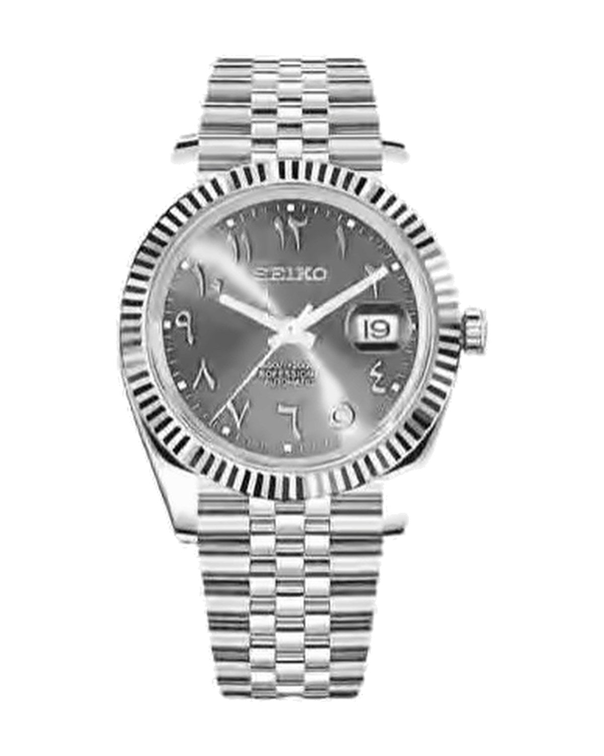 Estría Arábiga Gris: Seiko mod de 36 mm, de frente