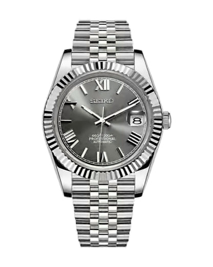 Estría Romana Gris oscuro: Seiko mod de 36 mm, de frente