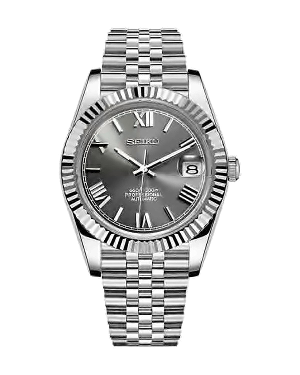 Estría Romana Gris: Seiko mod de 36 mm, de frente