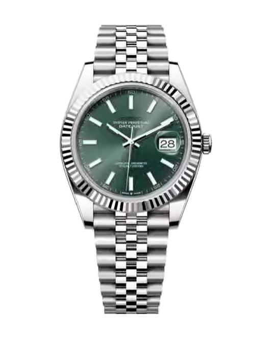 Estría Verde menta: Seiko mod de 36 mm, de frente