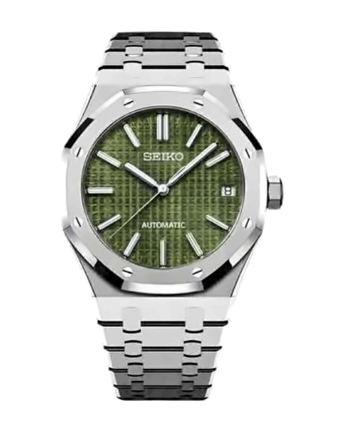 Octava Olivo: Seiko mod de 41 mm, de frente