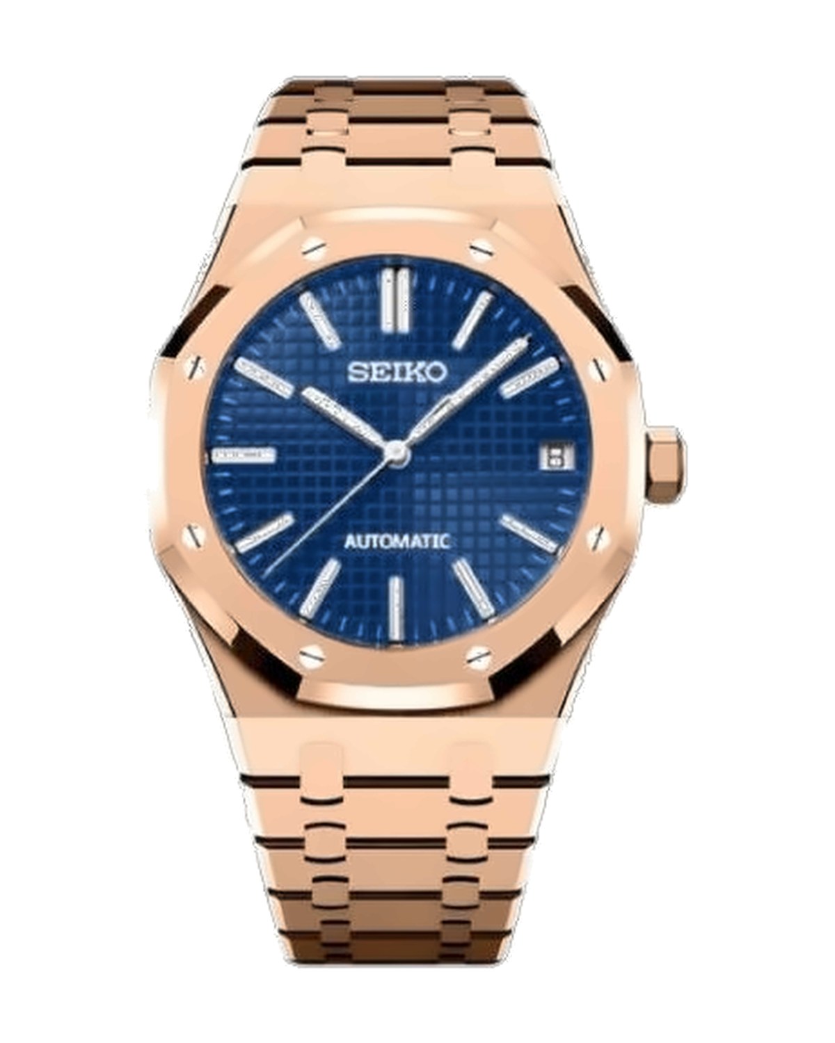 Octava Oro rosa · azul: Seiko mod de 41 mm, de frente