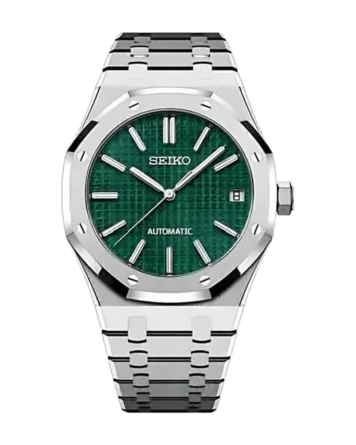 Octava Verde: Seiko mod de 41 mm, de frente