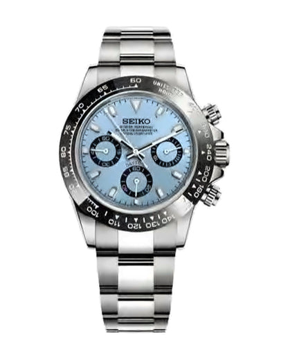Pista Azul hielo: Seiko mod de 41 mm, de frente