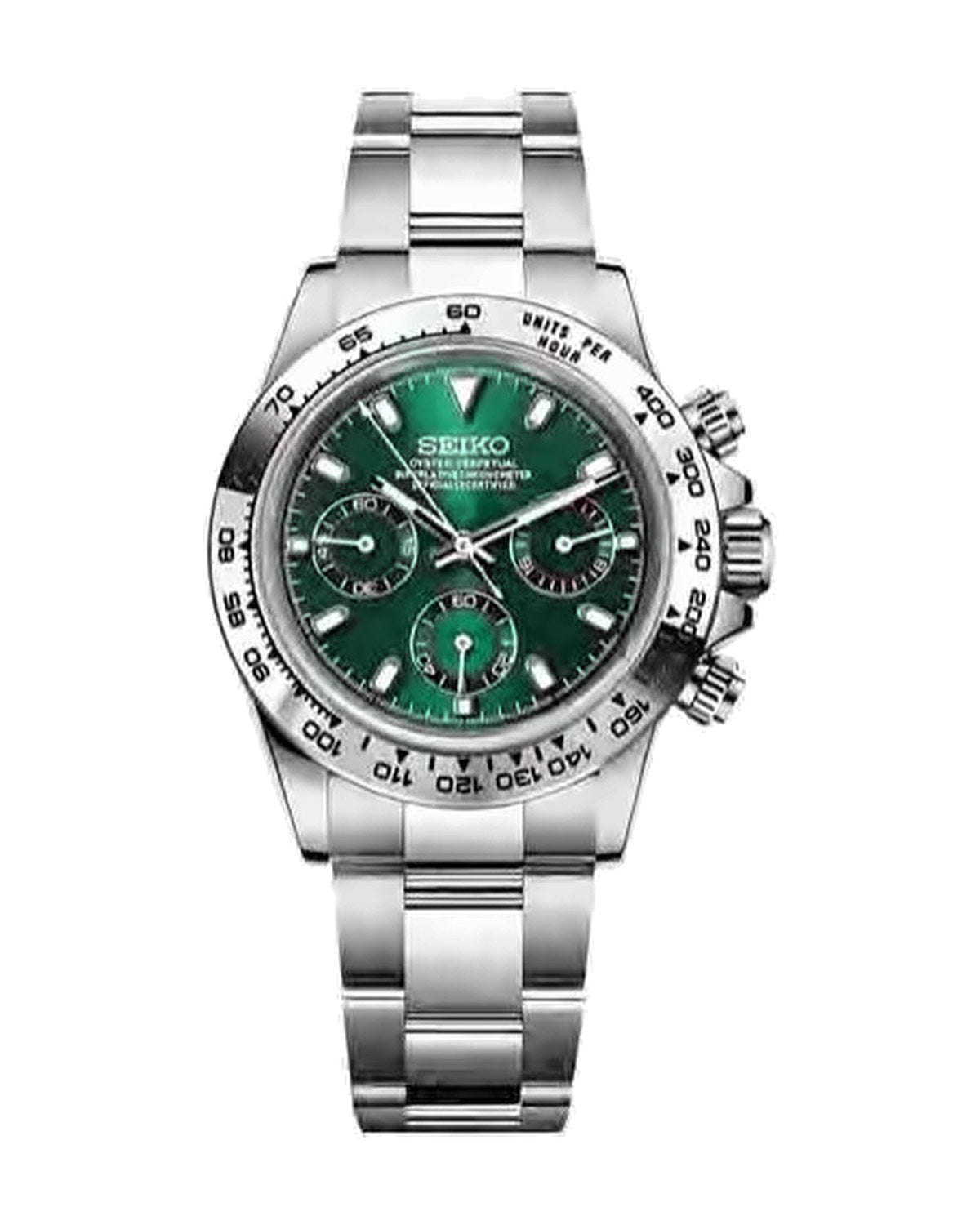 Pista Verde: Seiko mod de 41 mm, de frente