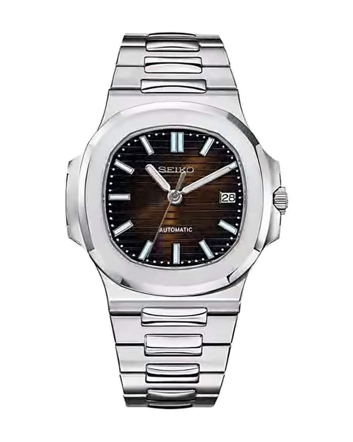 Portillo Chocolate: Seiko mod de 41 mm, de frente