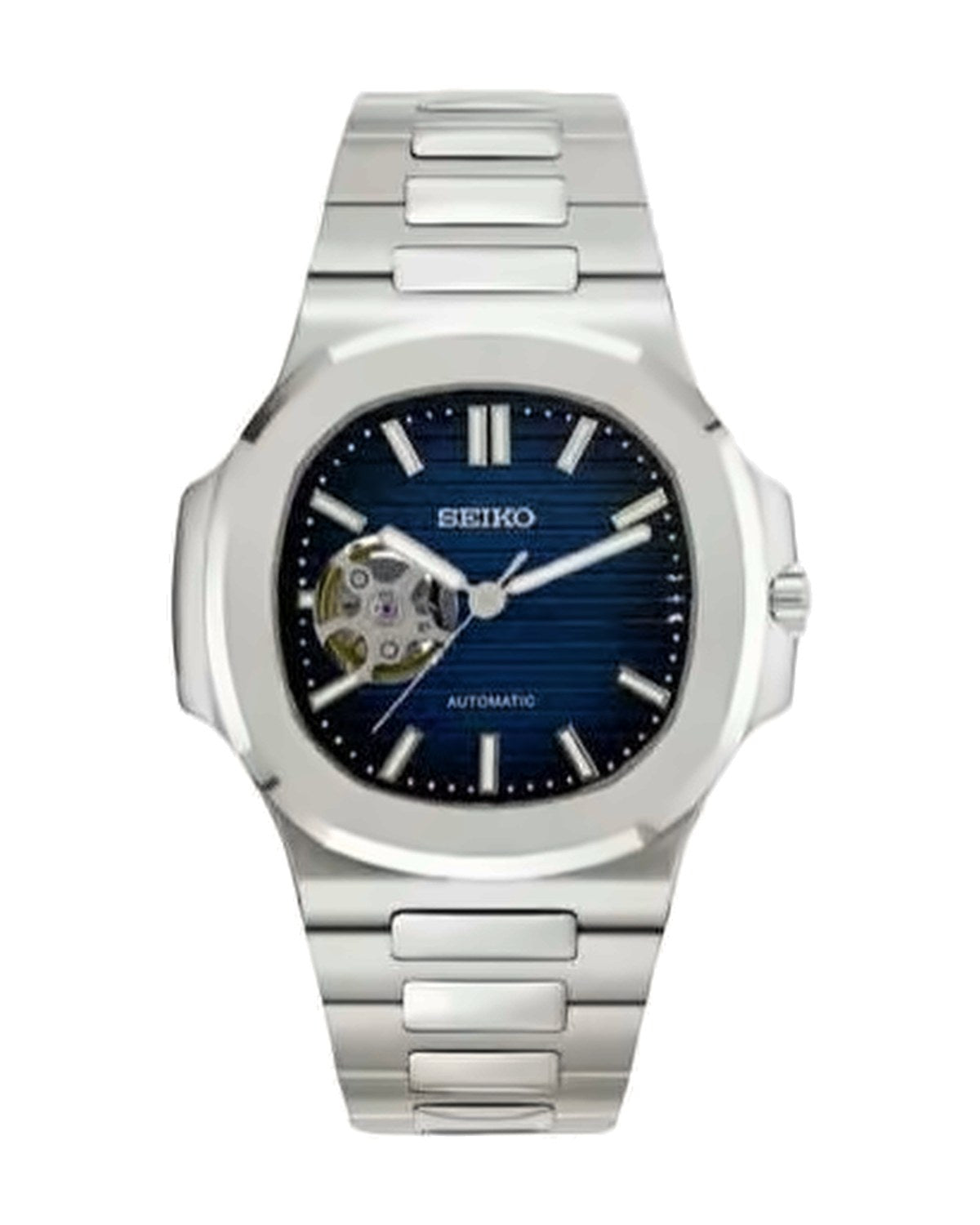 Portillo Corazón Azul: Seiko mod de 41 mm, de frente